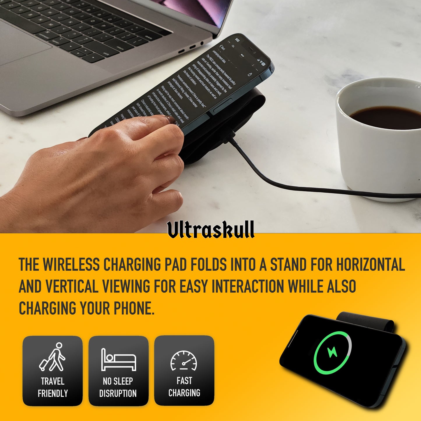 Ultraskull Wireless Charging Strip for Apple Watch, iPhone and Airpod, Ultra-Fast Wireless Charger with 25W Adapter