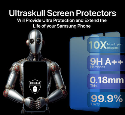 Ultraskull Screen Protector for Samsung Galaxy S24+ / S24 Plus, 9H A++ Premium Tempered Glass, Shatter and Scratch Resistant, Ultrasonic Fingerprint Unlock Ready [2 Pack] [6.7 Inch Display]