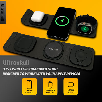 Ultraskull Wireless Charging Strip for Apple Watch, iPhone and Airpod, Ultra-Fast Wireless Charger with 25W Adapter